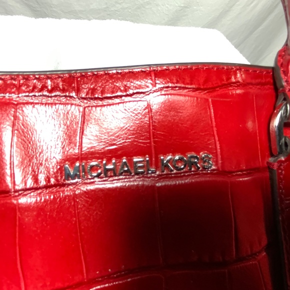 NWOT - Michael Kors Red Croc Satchel Tote Crossbody - Picture 14 of 16